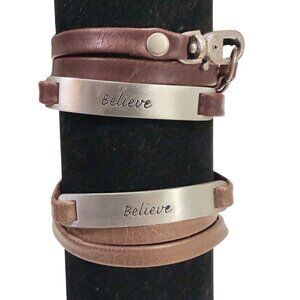 "Believe" Wrap Bracelet - Soft Cow Leather